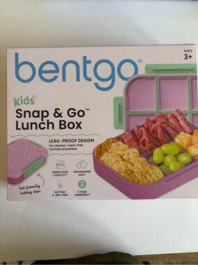 New Bentgo Kids Snap & Go Lunch Box Pink and green